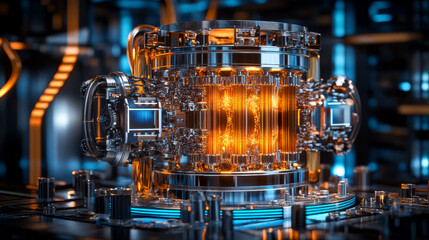 Abstract tech background 3D illustration. Quantum computer architecture. Futuristic technologies in global communication network