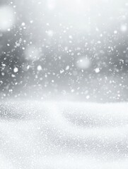 Fototapeta premium Winter Wonderland Snowfall Scene - Serene winter scene, snowflakes falling, light gray background, snowy landscape, peaceful atmosphere. Symbolizing: tranquility, purity, magic, cold, winter