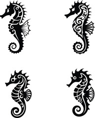 Tribal Seahorse Vector Tattoo Design – Ornamental Black Ink Art