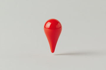 Isolated red pin marker on gray background. Represents location, navigation, and direction, perfect for technology & travel visuals.