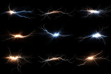 Dynamic electric thunder bolts showcasing vibrant light effects.