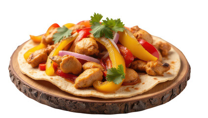Delicious Chicken Fajitas on Wooden Board