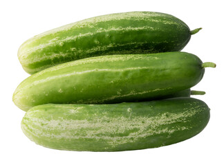 stack of three fresh green cucumbers