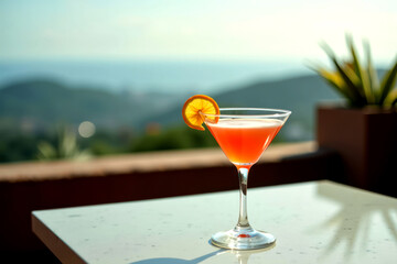 Cocktail at a bar table