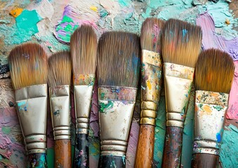 Fototapeta premium Paintbrushes on Artists Palette.