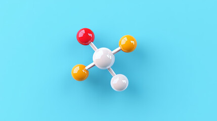Abstract molecule model. Scientific research in molecular chemistry. 3D illustration on a pearl blue background