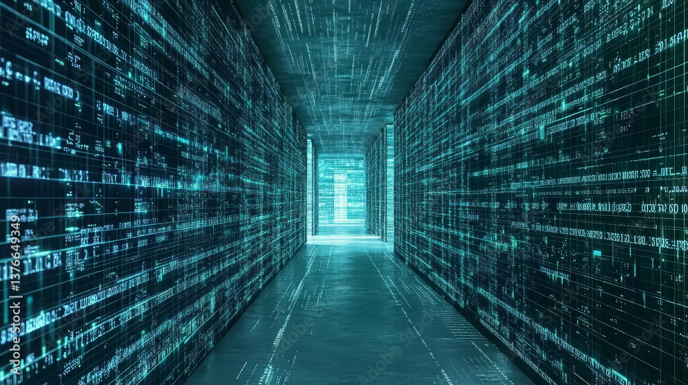 Fototapete business and digital technologies. data flow in a secure system. analytics and strategy of innovativ