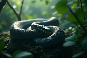 Ultra-Detailed Boa Constrictor Close-Up: Cinematic Jungle Atmosphere, Motion Blur, 32K Resolution