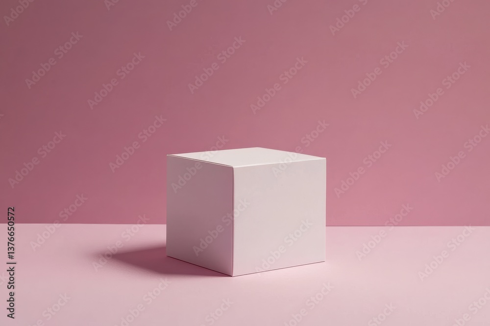 Leinwandbilder Minimalist white cube on soft pink background in a simple studio setting showcasing modern design concepts