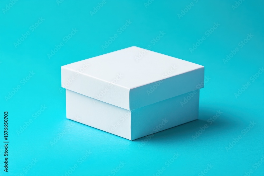 Poster Plain white box on a vibrant blue background with subtle shadows enhancing its shape and texture