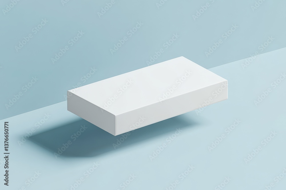 Aufkleber minimalist white block suspended over a light blue background highlighting modern design aesthetics 