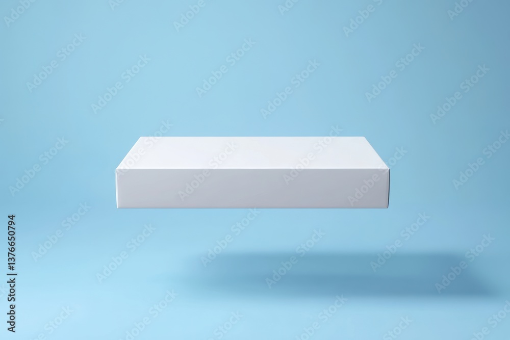Aufkleber Floating white box against a soft blue background in a minimalist setting highlighting modern design aesthetics