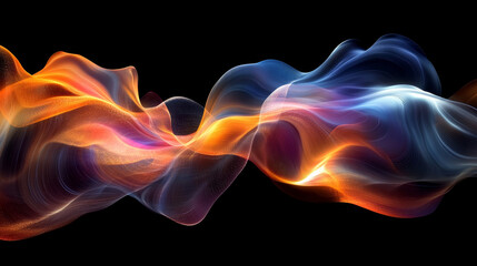 Obraz premium Visualized data stream. Abstract neon field, fractal elements of digital data and binary code. Full-color 3D illustration on a dark background