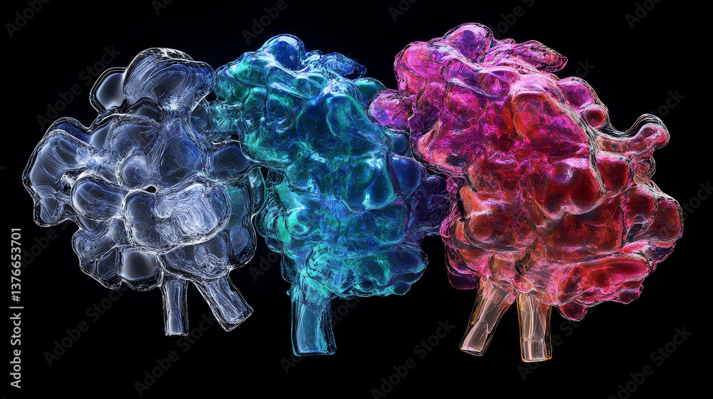 Poster abstraction of crystal structures. neural connections of synthetic modifications. 3d illustration of