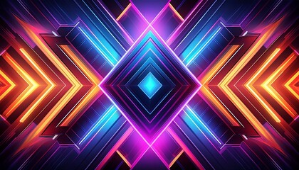 Fototapeta premium vibrant abstract background with diagonal geometric shapes and neon glows