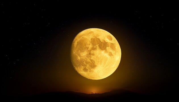 sparrow　AR×yellow moon Yellow Moon Realistic Detailed Full Moon Stock Vector (Royalty
