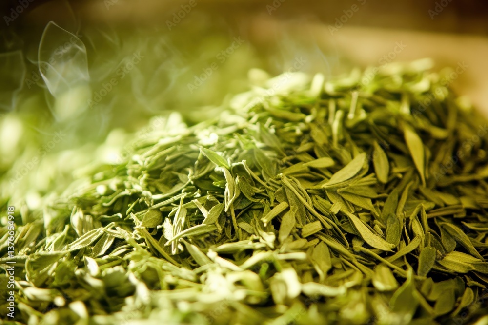 Poster dry and aromatic herbs prepared for culinary use in a rustic kitchen setting during the daytime