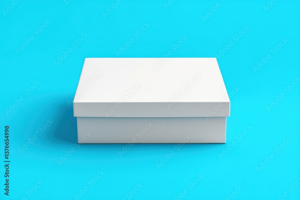 Aufkleber Simple white box on a bright blue background showing its minimalist design and utility for storage purposes