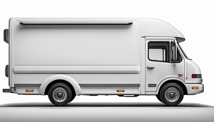 white food truck side profile blank isolated on white background
