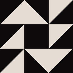 Seamless geometric square triangle pattern in black and white. Graphical illustration for a unique wall decor, textiles and interior design.