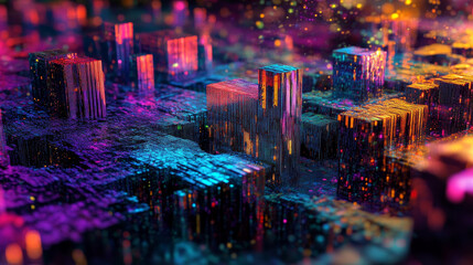 Fototapeta premium Code and cipher of the crypto field. Neuro network 3D illustration. Big Data Cyber Stream