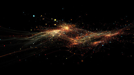 Obraz premium Information waves, analytics data, field of successive points, data flow, neon light, cyber structure of computer systems 3D illustration