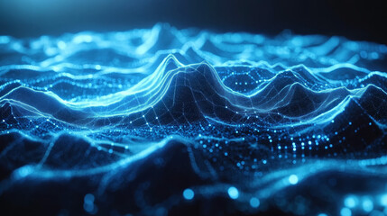 Stream, flow digital data. Big data analytics and business strategy for innovative solutions. 3D illustration of network structures, guides and nodes of information accumulation
