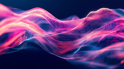 Stream digitization, program code field, big data stream, secure data, machine programming. 3d illustration of strings of digital innovation wavy flow