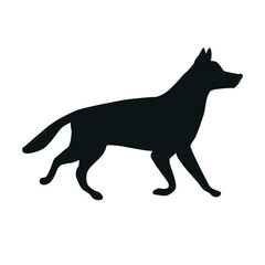 Vector flat hand drawn shepherd dog silhouette isolated on white background
