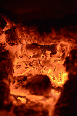 Feuer im Kamin, Ofen, Weissglut