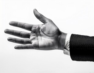 hand isolated on white white background black white vintage cutout