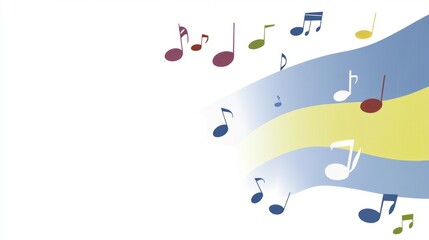 Naklejka premium Colorful music notes floating on white background