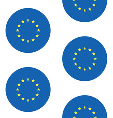 Vector seamless pattern of flat round European Union flag isolated on white background