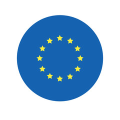 Vector flat round European Union flag isolated on white background