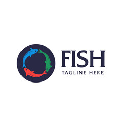 Three Fishes Fish Circle Logo Template	