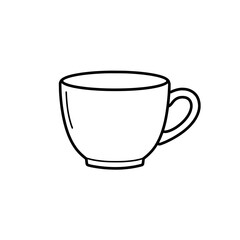 Simple Cup Illustration: A minimalist, line art rendering of a ceramic cup, designed with clean lines and a focus on form, ideal for versatile applications.
