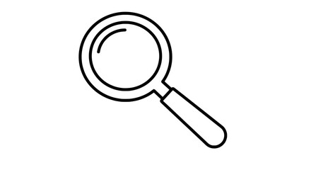 Magnifying Glass: An illustration of a classic magnifying glass, a symbol of discovery, investigation, and scrutiny, rendered in a minimalist line art style.