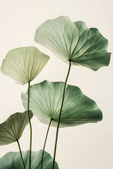 Lotus Leaves Arranged on a Clean White Background