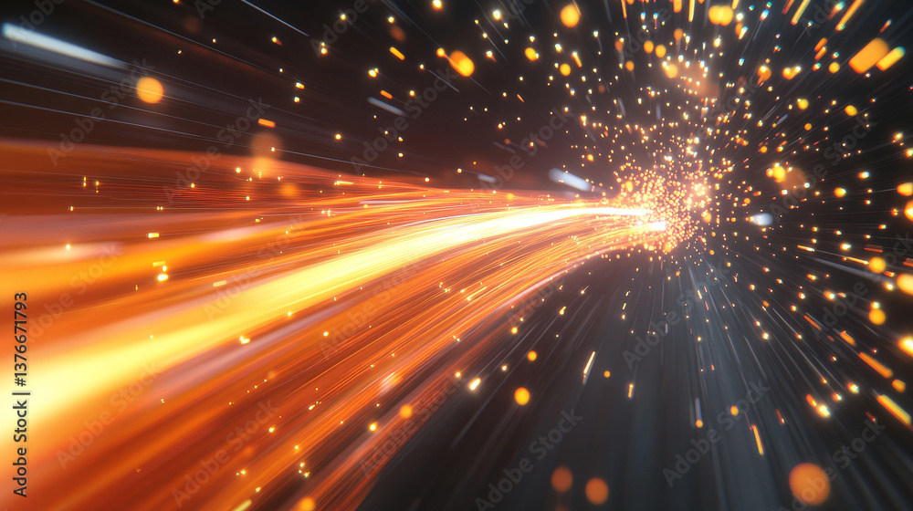 Poster high-speed data transfer. big data visualization, internet technology 3d illustration. neural networ