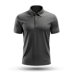 Sleek Gray Polo Shirt: a studio shot of a pristine grey polo shirt, perfect for illustrating apparel concepts, offering a clean, elegant perspective