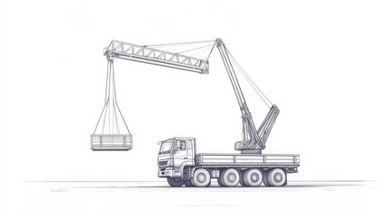 Construction  Truck crane machinery. Car cradle Aerial platform Vector illustration. White background.