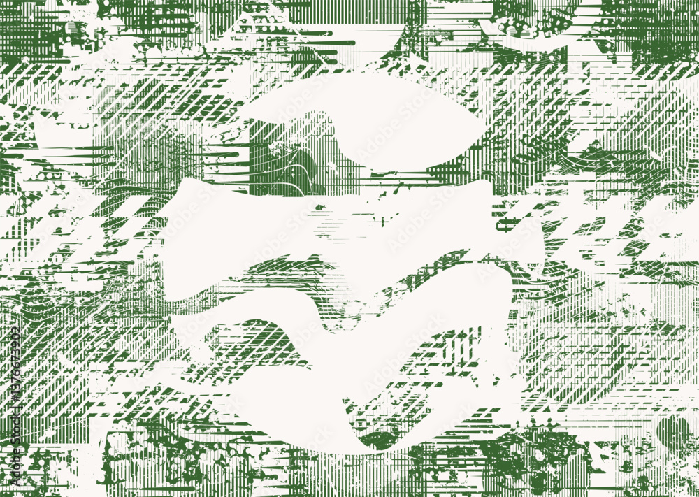 Aufkleber Background with glitch distorted grunge textures . grunge background texture with halftone dots, glitched shapes, textures and lines .Screen print vector background with grunge textured surface.