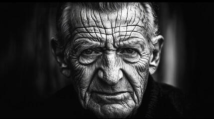 Black and white portrait of a man over 70 years old