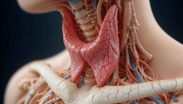 human thyroid anatomy, 3d illustration