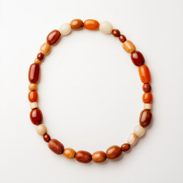 Handcrafted replica of ancient Harappan necklace with multicolored beads isolated on white background