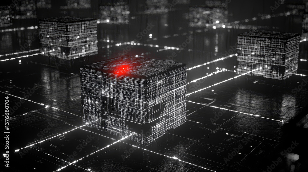 Aufkleber blockchain. quantum computer architecture. fantastic cyberspace technology of the future. secure dig