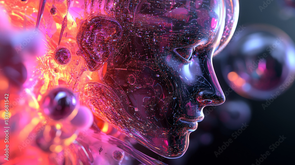 Poster big data concept. global information gathering. introduction of artificial intelligence. concept of 