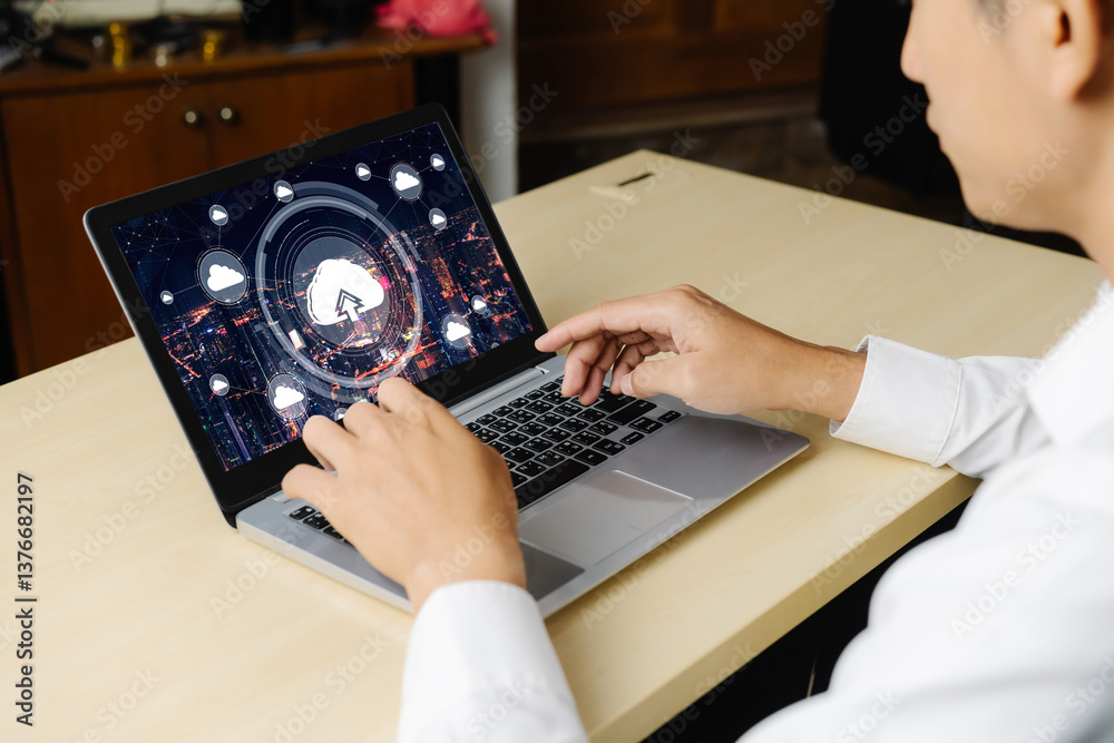 Poster cloud computing software for modish remote work and personal data storage
