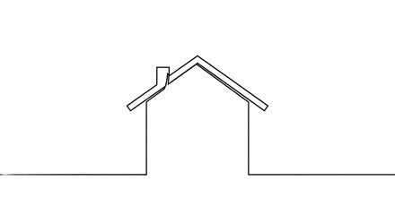 Simple House Outline With Chimney Illustration Design Minimalist Style