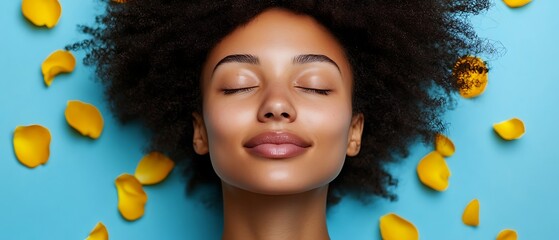 Woman Relaxing with Flower Petals.